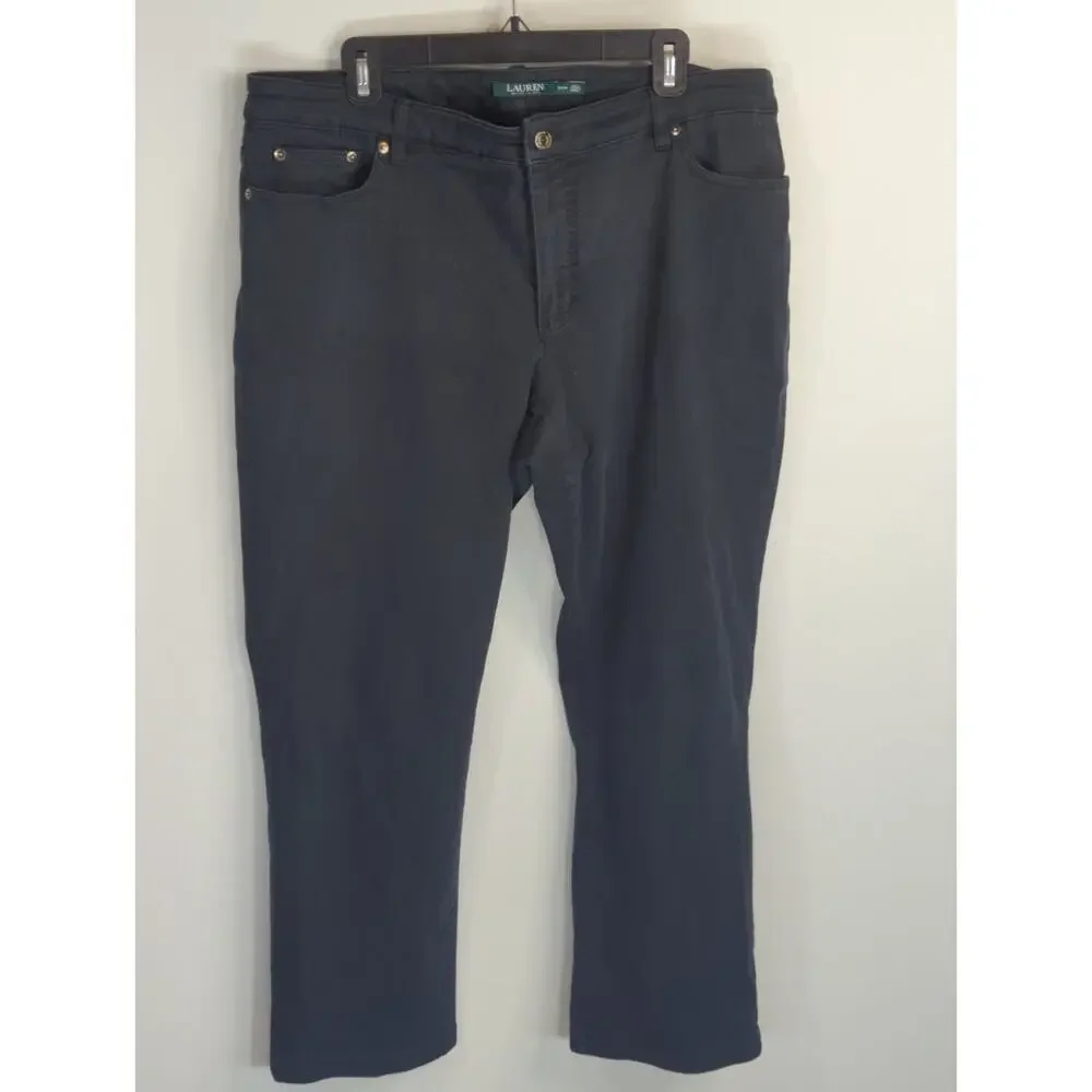 Lauren Ralph Lauren Black Tapered Down‎ Mid Rise Casual Slim Denim Womens 20W